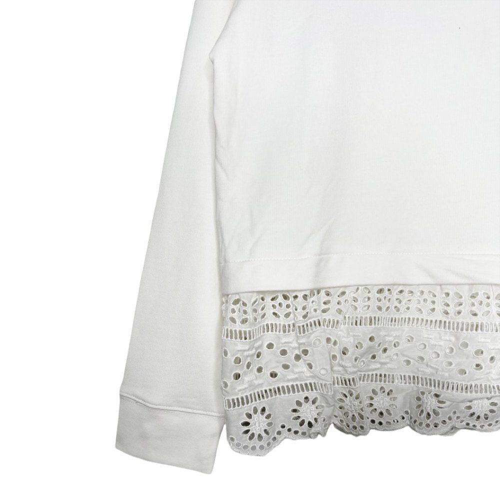 J. CREW White Eyelet Hem Sweatshirt  - Picture 3 of 8